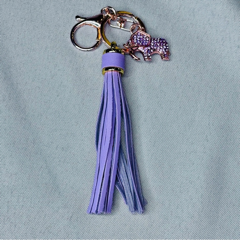 Handcrafted Rose Gold Crystal Elephant Keychain Bag Charm!